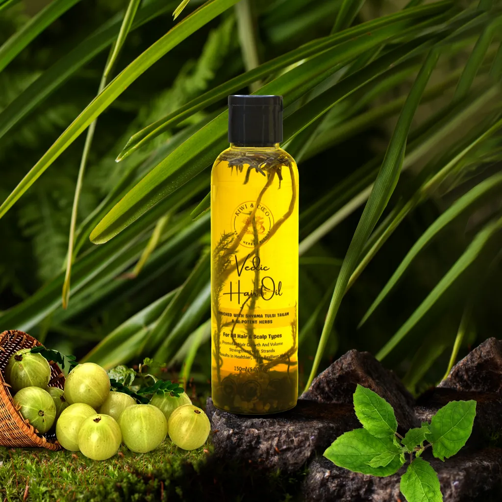 Vedic Hair Oil- Shyama Tulsi Tailam & 51 potent herbs | All Scalp & Hair Types product image 1